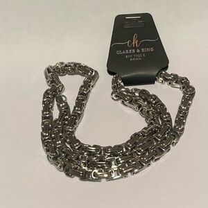 Men’s Stainless Steel U-Shaped Imperial Link Chain Necklace & Bracelet Set (8mm)